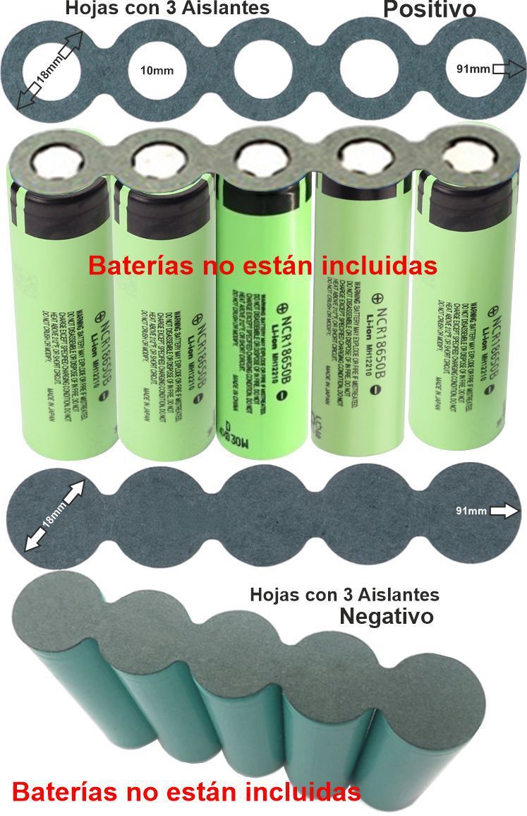 Aislantes baterias 5x18650 Linea